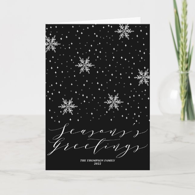 Cartes Pour Fêtes Annuelles Black and White Snowflake Seasons Greeting Christm (Devant)