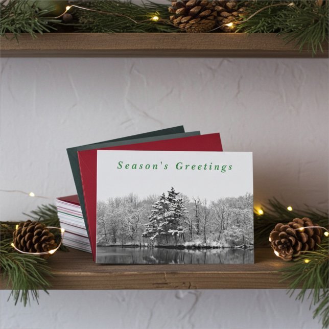 Cartes Pour Fêtes Annuelles Black and White Snowy Winter Holiday Card (Créateur téléchargé)