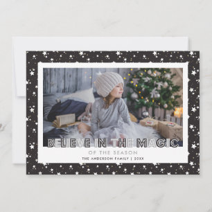 Cartes Pour Fêtes Annuelles Black Believe In the Magic Stars Photo