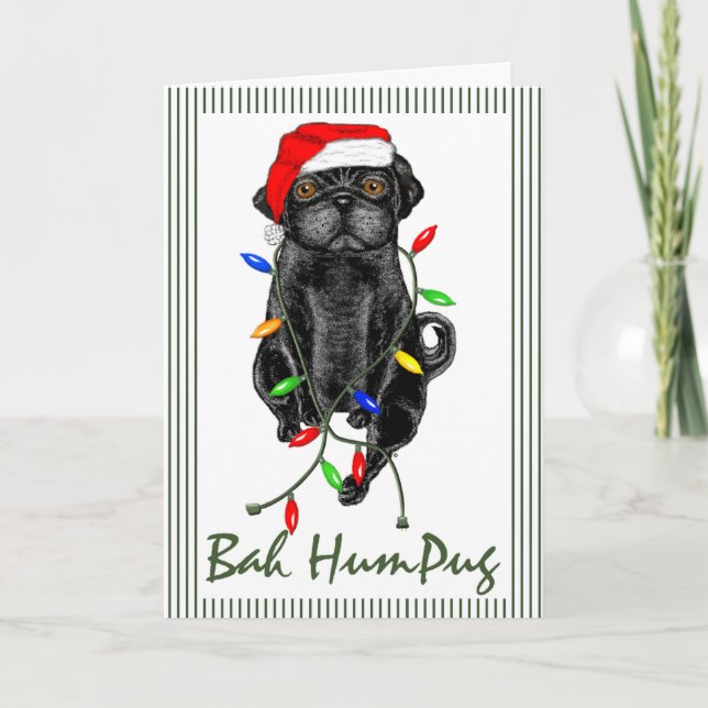 Cartes Pour Fêtes Annuelles Black Carlin Chien Bah Humpug Funny Noël (Devant)