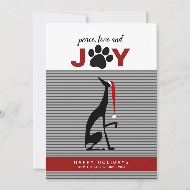 Cartes Pour Fêtes Annuelles Black Dog Santa Hat Joy  (Devant)