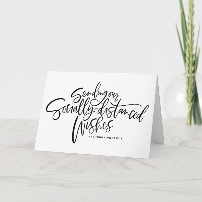 Cartes Pour Fêtes Annuelles Black Envoyer Nos Voeux Socialement Distancés Scri (Devant)