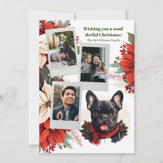 Cartes Pour Fêtes Annuelles Black French Buldog Wonderland Famille de vacances (Devant)