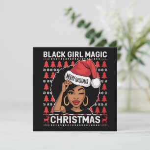 Cartes Pour Fêtes Annuelles Black Girl Magic Joyeux Noël Afro-Américaine 