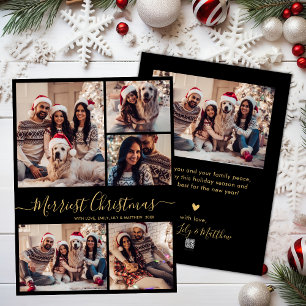 Cartes Pour Fêtes Annuelles Black Gold 5 Photo Collage plus joli Noël