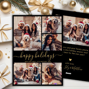 Cartes Pour Fêtes Annuelles Black Gold 5 Photo Joyeuses fêtes Noël