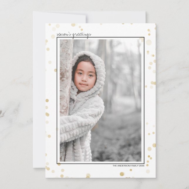 Cartes Pour Fêtes Annuelles Black & Gold Bokeh Stars Bonnes Fêtes Photo (Devant)