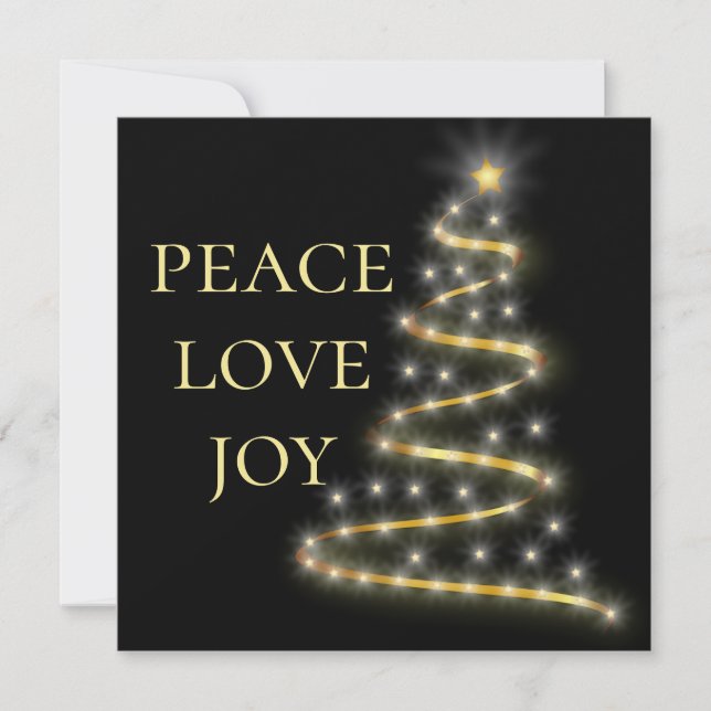 Cartes Pour Fêtes Annuelles Black Gold|Classic Peace Love Joy|Carré (Devant)