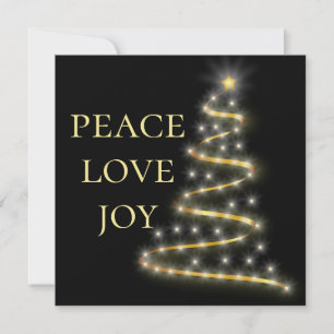Cartes Pour Fêtes Annuelles Black Gold Classic Peace Love Joy Carré