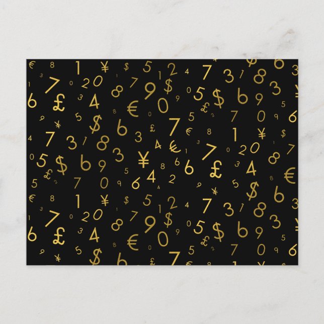 Cartes Pour Fêtes Annuelles Black Gold Luxury Numéros Devise Symboles Motif (Devant)