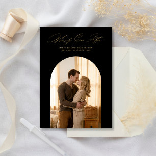 Cartes Pour Fêtes Annuelles Black Gold mariée Merrily Jamais après Arch Photo