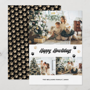 Cartes Pour Fêtes Annuelles Black Gold Paws Photo Joyeux Howlidays