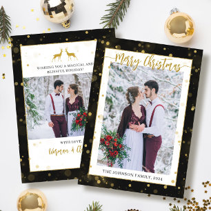 Cartes Pour Fêtes Annuelles Black Gold Sparken Joyeux Noël 2 Photo