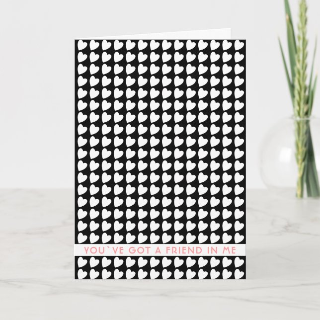 Cartes Pour Fêtes Annuelles Black Heart Motif Vous avez une amitié amicale (Devant)