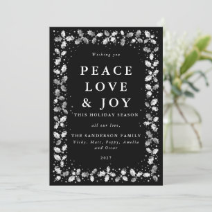 Cartes Pour Fêtes Annuelles Black Holly Peace Love + Joie