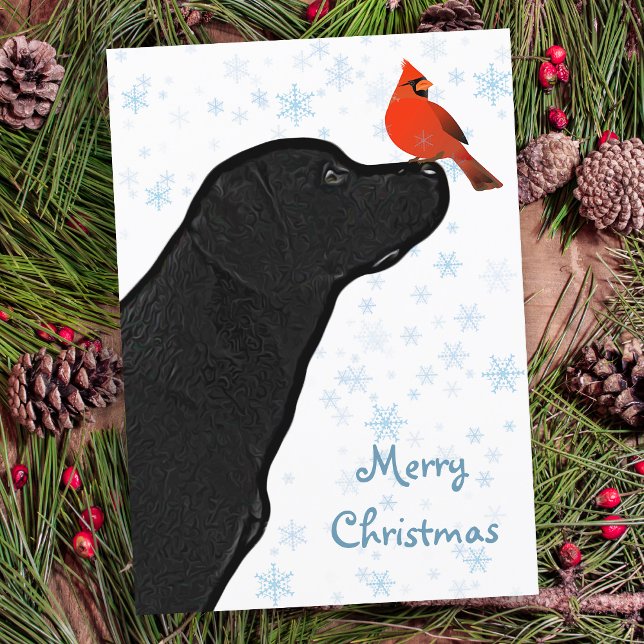 Cartes Pour Fêtes Annuelles Black Lab Cardinal de Noël - adorable chien du Lab (Créateur téléchargé)