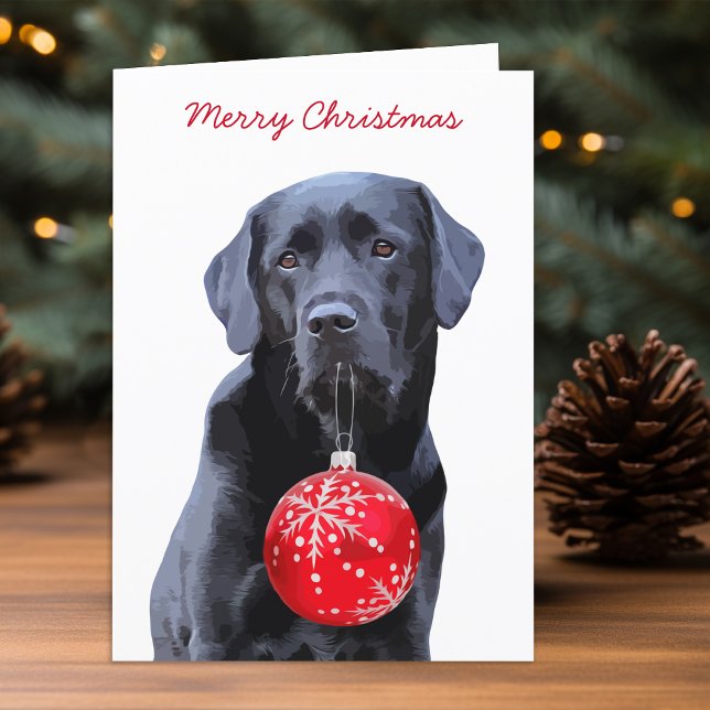 Cartes Pour Fêtes Annuelles Black Lab Noël - Labrador Fêtes - Chien Noir (Créateur téléchargé)