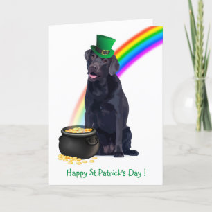 Cartes Pour Fêtes Annuelles Black Lab Pot Of Gold St.Patrick's Day