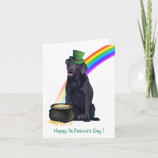 Cartes Pour Fêtes Annuelles Black Lab Pot Of Gold St.Patrick's Day (Devant)