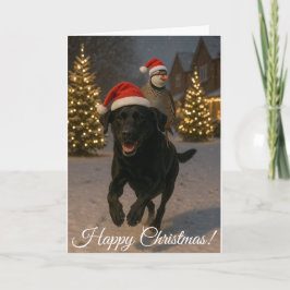 Cartes Pour Fêtes Annuelles Black Labrador and Partridge Christmas card
