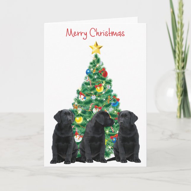 Cartes Pour Fêtes Annuelles Black Labrador Christmas Card (Devant)