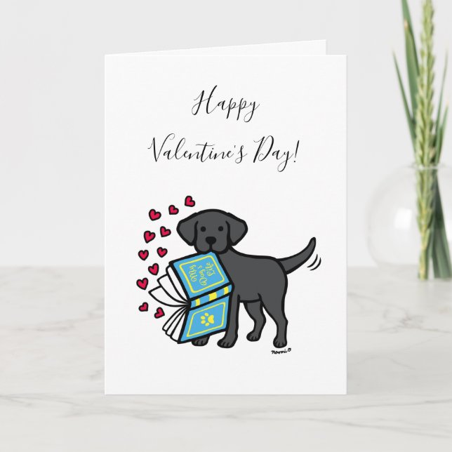 Cartes Pour Fêtes Annuelles Black Labrador Livre d'amour Valentine (Devant)