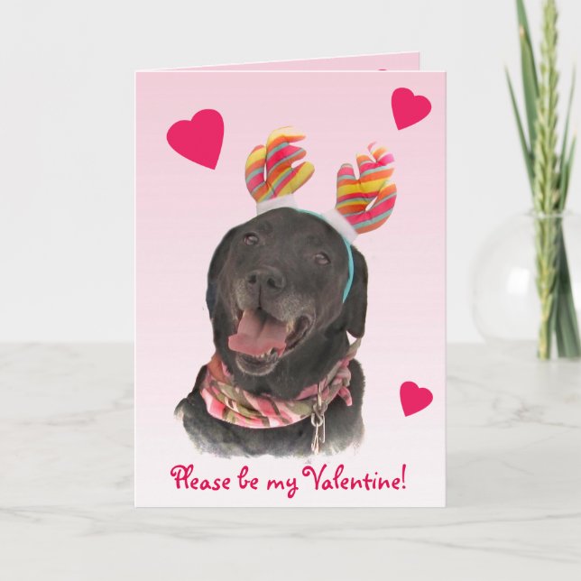 Cartes Pour Fêtes Annuelles Black Labrador Retriever Chien Valentine (Devant)