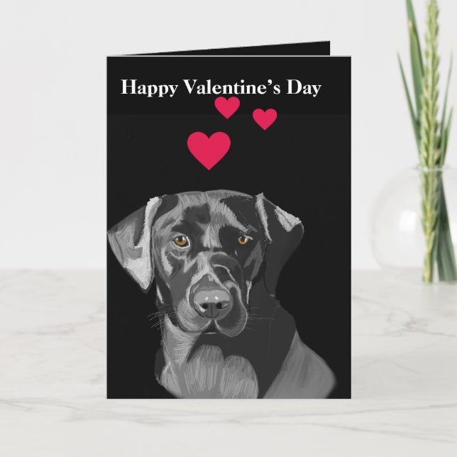 Cartes Pour Fêtes Annuelles Black Labrador Valentine's (Devant)