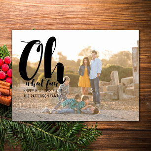 Cartes Pour Fêtes Annuelles Black Oh What Fun Holiday Photo Flat Card
