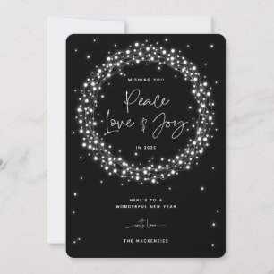 Cartes Pour Fêtes Annuelles Black Peace Love+Joie Éclairage Noël
