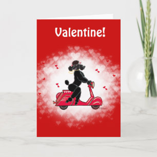 Cartes Pour Fêtes Annuelles Black Poodé et Scooter Valentine Art