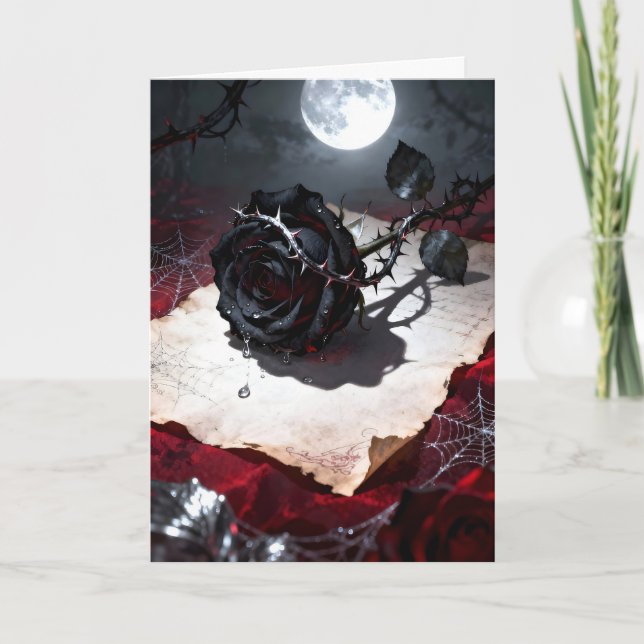 Cartes Pour Fêtes Annuelles Black Rose in Moonlight Valentine (Devant)