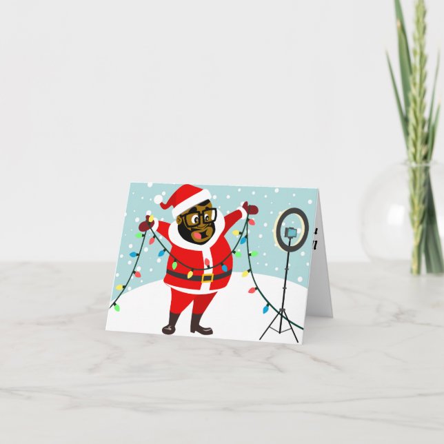 Cartes Pour Fêtes Annuelles Black Santa LIVE! (Devant)