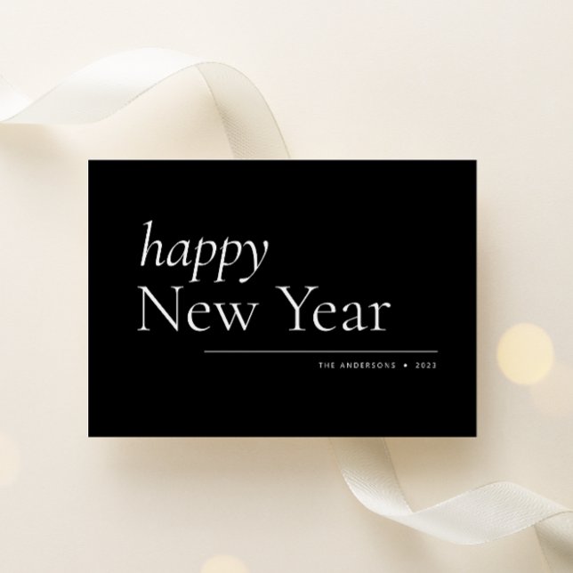 Cartes Pour Fêtes Annuelles Black Simple Serif Bonne année (Créateur téléchargé)