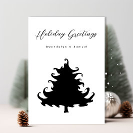 Cartes Pour Fêtes Annuelles Black Tree Christmas Minimalist