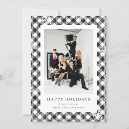 Cartes Pour Fêtes Annuelles Black White Buffalo Plaid Snowflake
