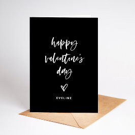 Cartes Pour Fêtes Annuelles Black | White Décontracté Script et coeur Valentin