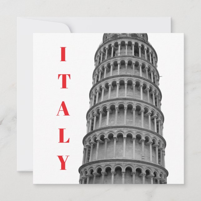 Cartes Pour Fêtes Annuelles Black White Leaning Tower of Pisa Italy (Devant)