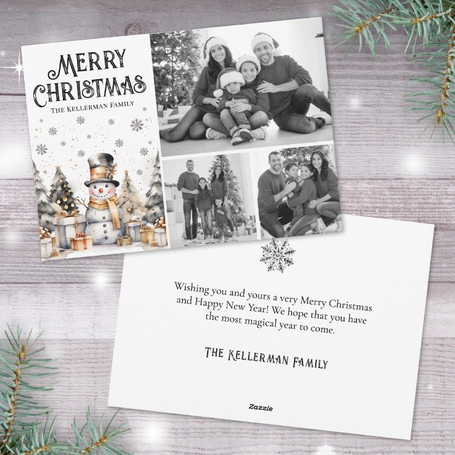 Cartes Pour Fêtes Annuelles Black White Winter Elegant Photo (Black White Winter Elegant Photo Holiday Card )