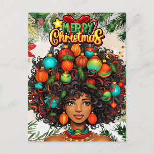 Cartes Pour Fêtes Annuelles Black Woman Melanin Noël Afro Natural Queen