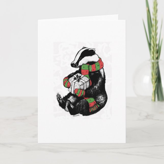 Cartes Pour Fêtes Annuelles Blaireau de Noël (Devant)