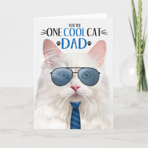 Cartes Pour Fêtes Annuelles Blanc Angora Chat Fête des pères Un Cool Chat