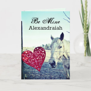 Cartes Pour Fêtes Annuelles Blanc cheval rouge Coeur Valentine Be Mine personn