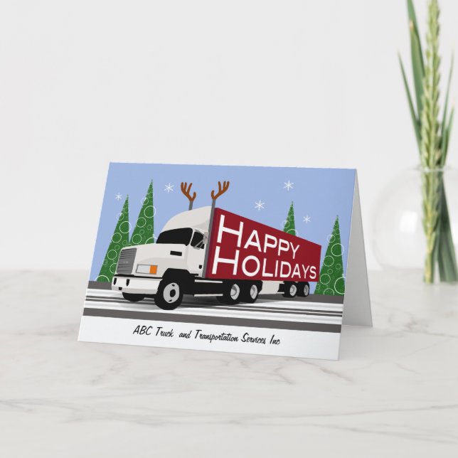 Cartes Pour Fêtes Annuelles Blanc de coutume d'affaires de camionneur bonnes (Devant)