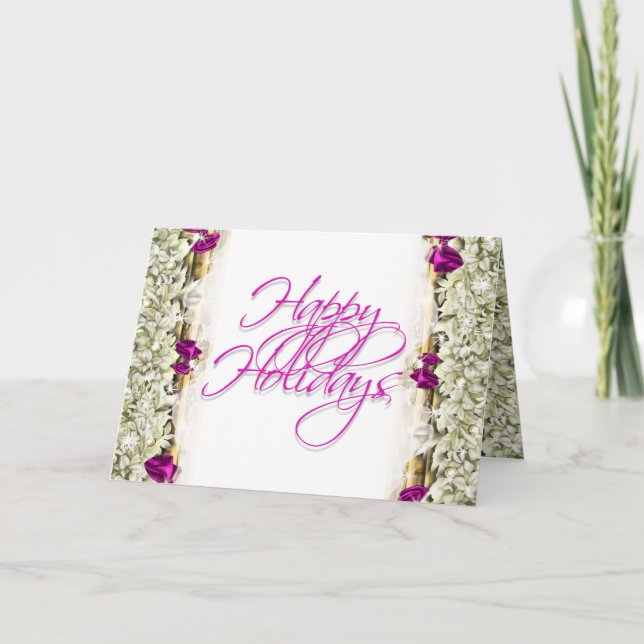 Cartes Pour Fêtes Annuelles Blanc élégant de message de salutation de Noël (Devant)