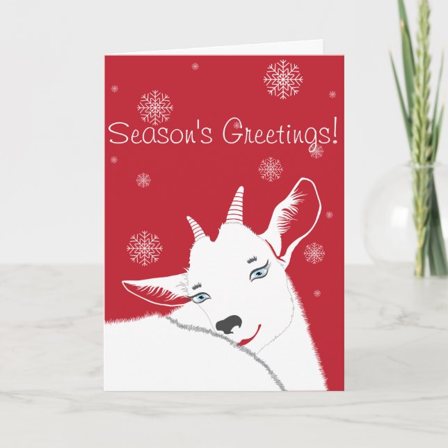 Cartes Pour Fêtes Annuelles Blanc moderne Chèvre de Noël Rouge (Devant)