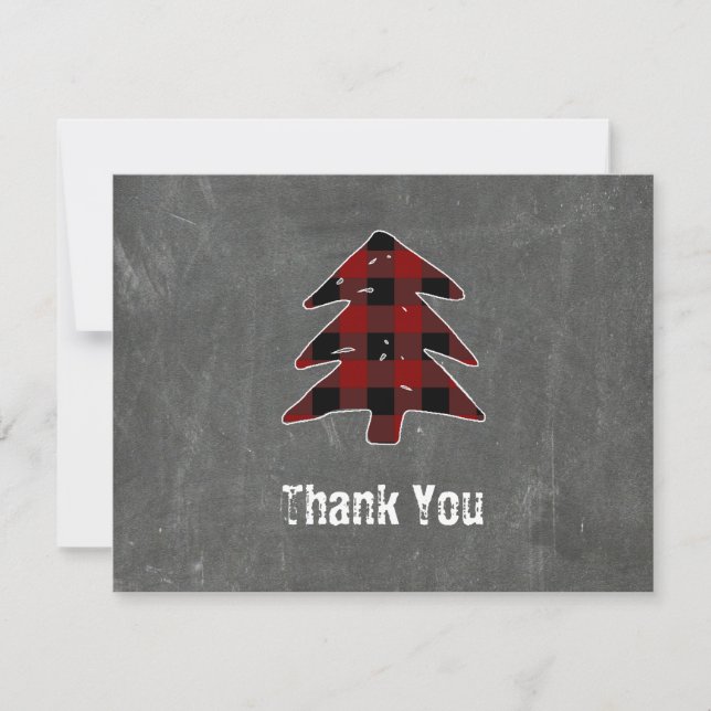 Cartes Pour Fêtes Annuelles Blanc Rouge Buffalo Plaid Christmas Merci Notes (Devant)