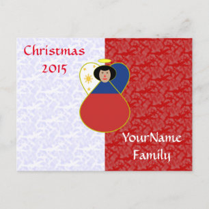 Cartes Pour Fêtes Annuelles Blanc rouge de drapeau philippin d'ange