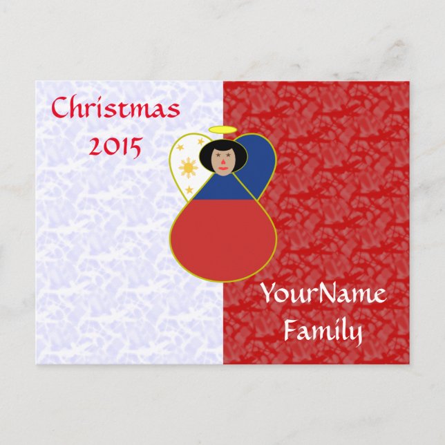 Cartes Pour Fêtes Annuelles Blanc rouge de drapeau philippin d'ange (Devant)