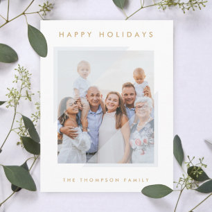 Cartes Pour Fêtes Annuelles Blanc simple minimal   Photo de famille de Noël